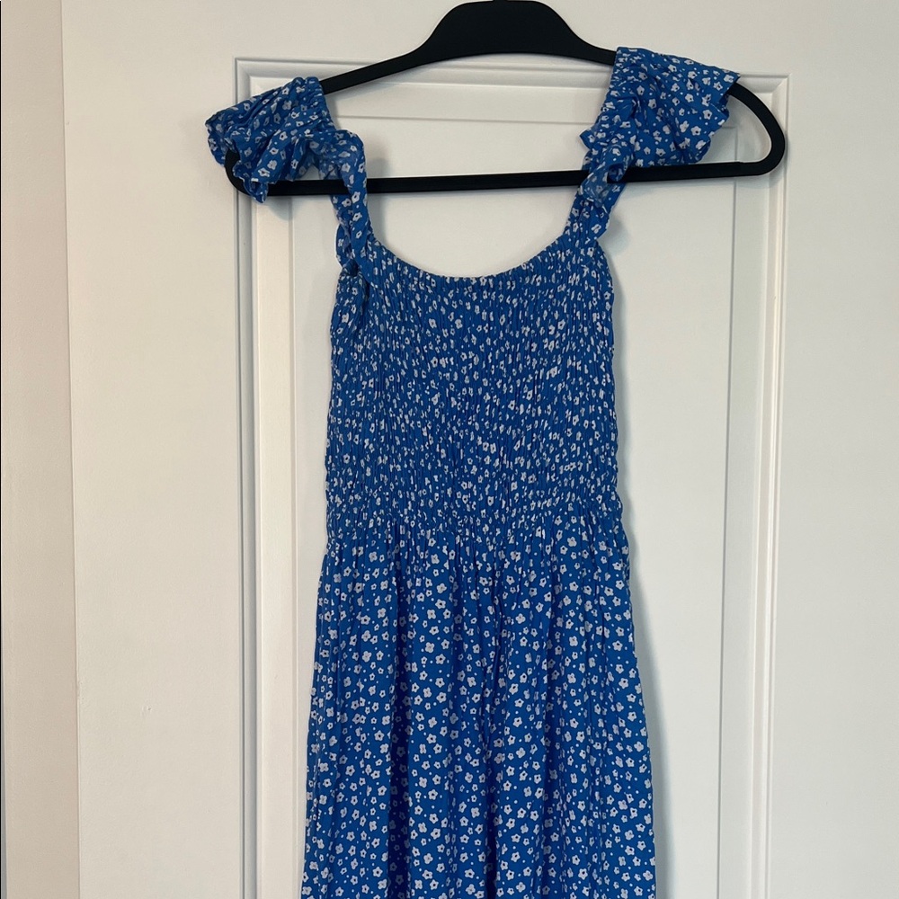 Tiare Hawaii Blue Floral Sleeveless Dress